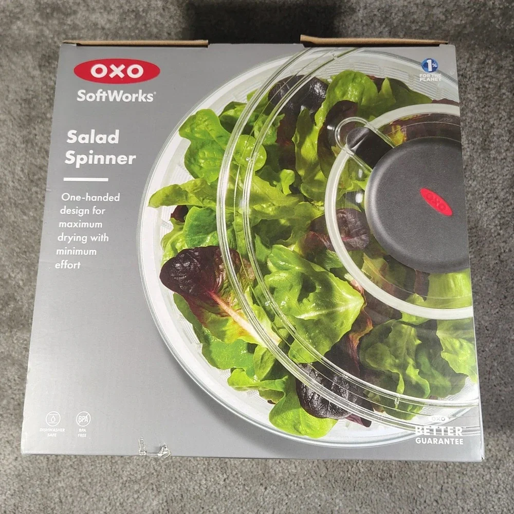 OXO SoftWorks Salad Spinner Clear Black Pump Action Kitchencore Unisex Large